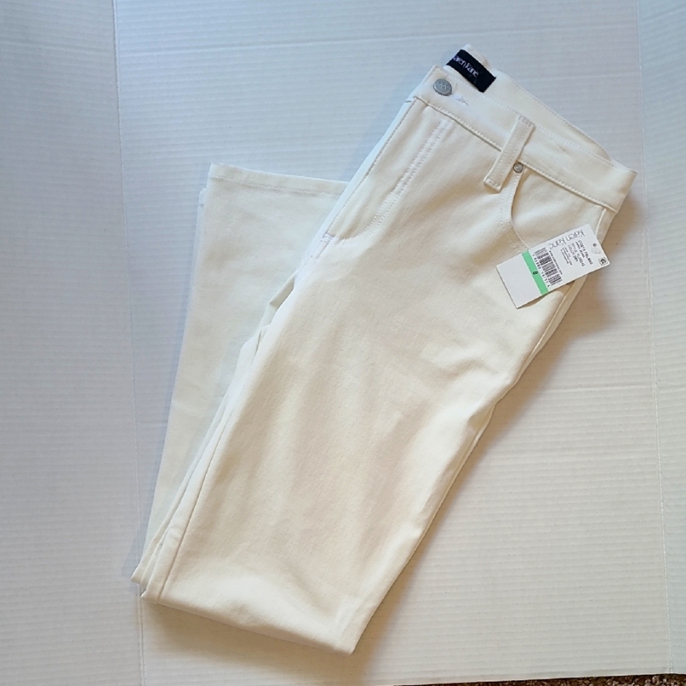 New With Tags Karen Kane Piper White Chinos Skinny Ankle Leg Size 8 Made In USA